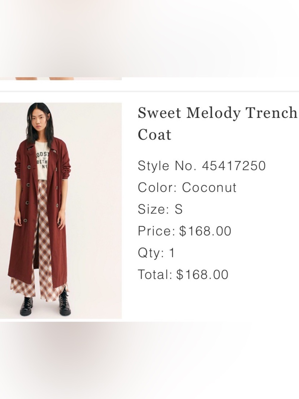 Sweet melody trench Coat  - reddish brown Coconut color